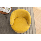 Fauteuil pivotant moderne jaune chenille 25,6 po avec anneau métallique