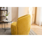 Fauteuil pivotant moderne jaune chenille 25,6 po avec anneau métallique