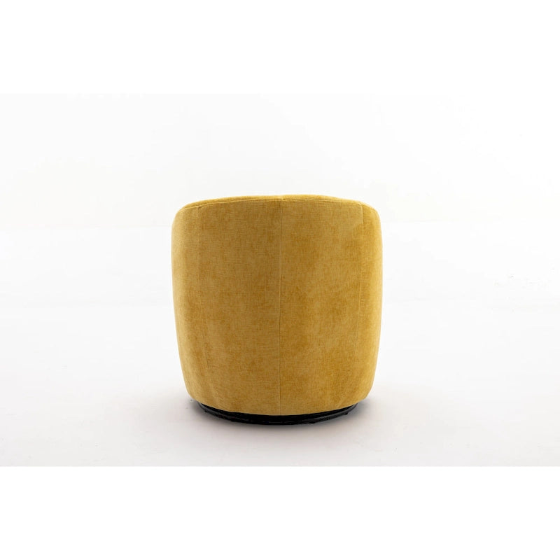 Fauteuil pivotant moderne jaune chenille 25,6 po avec anneau métallique