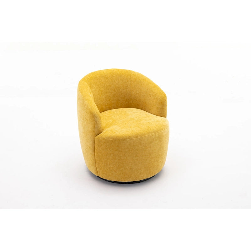 Fauteuil pivotant moderne jaune chenille 25,6 po avec anneau métallique