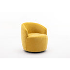 Fauteuil pivotant moderne jaune chenille 25,6 po avec anneau métallique