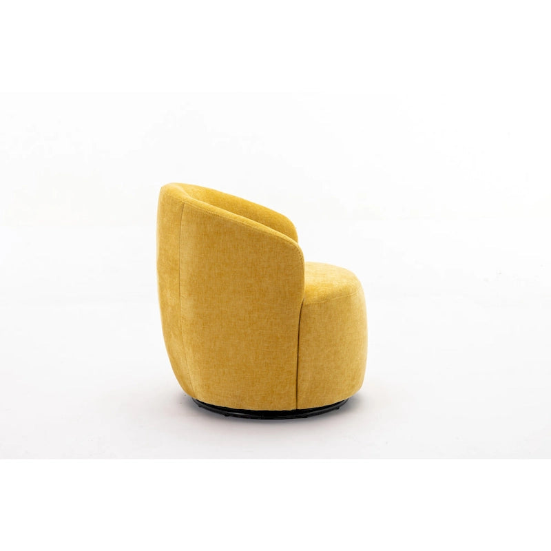 Fauteuil pivotant moderne jaune chenille 25,6 po avec anneau métallique