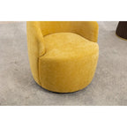 Fauteuil pivotant moderne jaune chenille 25,6 po avec anneau métallique