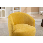 Fauteuil pivotant moderne jaune chenille 25,6 po avec anneau métallique