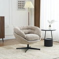 Fauteuil club/d'appoint pivotant à 360° en chenille avec coussin amovible, chaise de bureau ronde avec base en métal noir