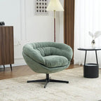 Fauteuil club/d'appoint pivotant à 360° en chenille avec coussin amovible, chaise de bureau ronde avec base en métal noir