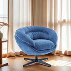 Fauteuil club/d'appoint pivotant à 360° en chenille avec coussin amovible, chaise de bureau ronde avec base en métal noir