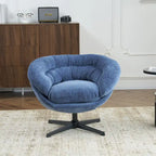 Fauteuil club/d'appoint pivotant à 360° en chenille avec coussin amovible, chaise de bureau ronde avec base en métal noir