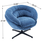 Fauteuil club/d'appoint pivotant à 360° en chenille avec coussin amovible, chaise de bureau ronde avec base en métal noir