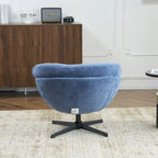 Fauteuil club/d'appoint pivotant à 360° en chenille avec coussin amovible, chaise de bureau ronde avec base en métal noir