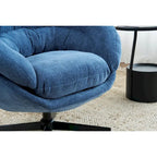 Fauteuil club/d'appoint pivotant à 360° en chenille avec coussin amovible, chaise de bureau ronde avec base en métal noir