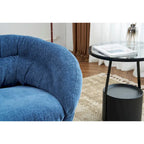 Fauteuil club/d'appoint pivotant à 360° en chenille avec coussin amovible, chaise de bureau ronde avec base en métal noir