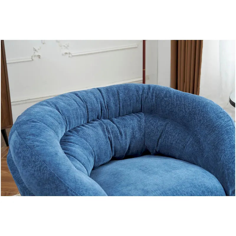 Fauteuil club/d'appoint pivotant à 360° en chenille avec coussin amovible, chaise de bureau ronde avec base en métal noir