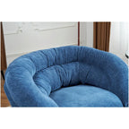 Fauteuil club/d'appoint pivotant à 360° en chenille avec coussin amovible, chaise de bureau ronde avec base en métal noir