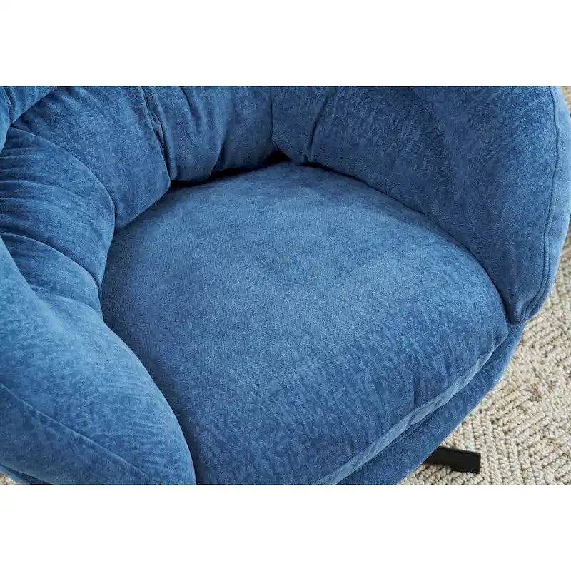 Fauteuil club/d'appoint pivotant à 360° en chenille avec coussin amovible, chaise de bureau ronde avec base en métal noir