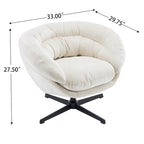 Fauteuil club/d'appoint pivotant à 360° en chenille avec coussin amovible, chaise de bureau ronde avec base en métal noir