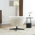 Fauteuil club/d'appoint pivotant à 360° en chenille avec coussin amovible, chaise de bureau ronde avec base en métal noir