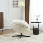 Fauteuil club/d'appoint pivotant à 360° en chenille avec coussin amovible, chaise de bureau ronde avec base en métal noir