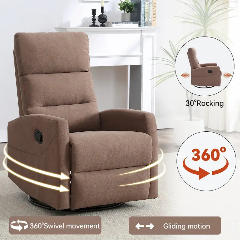 Fauteuil inclinable manuel en tissu avec fonction bascule et pivotante pour le salon