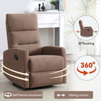Fauteuil inclinable manuel en tissu avec fonction bascule et pivotante pour le salon