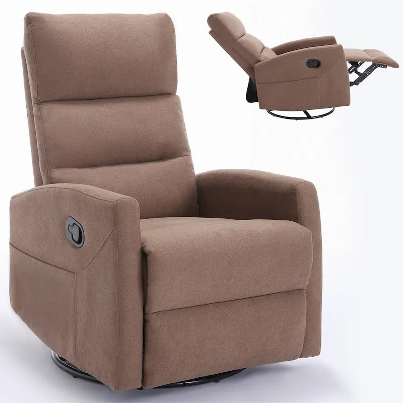 Fauteuil inclinable manuel en tissu avec fonction bascule et pivotante pour le salon