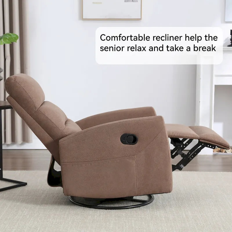 Fauteuil inclinable manuel en tissu avec fonction bascule et pivotante pour le salon