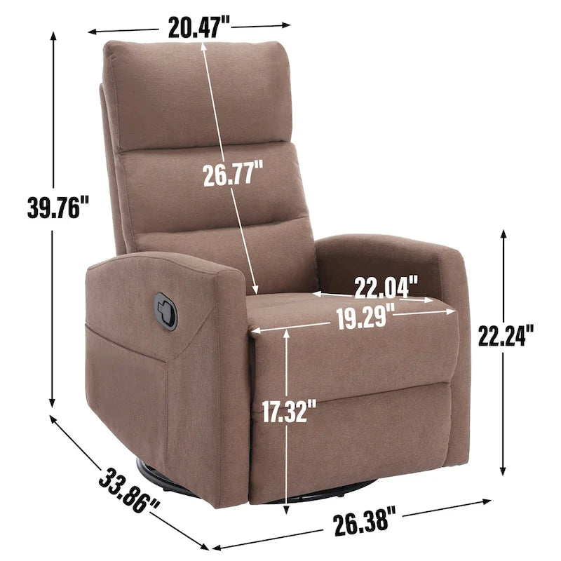 Fauteuil inclinable manuel en tissu avec fonction bascule et pivotante pour le salon
