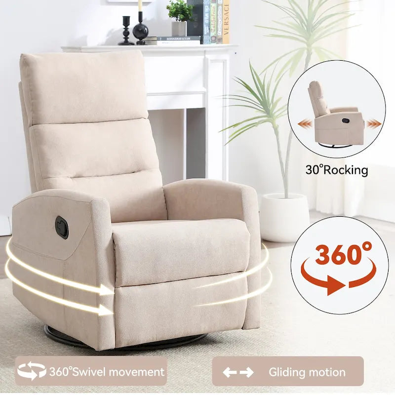 Fauteuil inclinable manuel en tissu avec fonction bascule et pivotante pour le salon