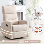 Fauteuil inclinable manuel en tissu avec fonction bascule et pivotante pour le salon