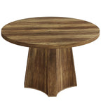 Table à manger ronde industrielle de 119 cm avec pied central pour 4 à 6 personnes