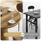 Table à manger ronde industrielle de 119 cm avec pied central pour 4 à 6 personnes