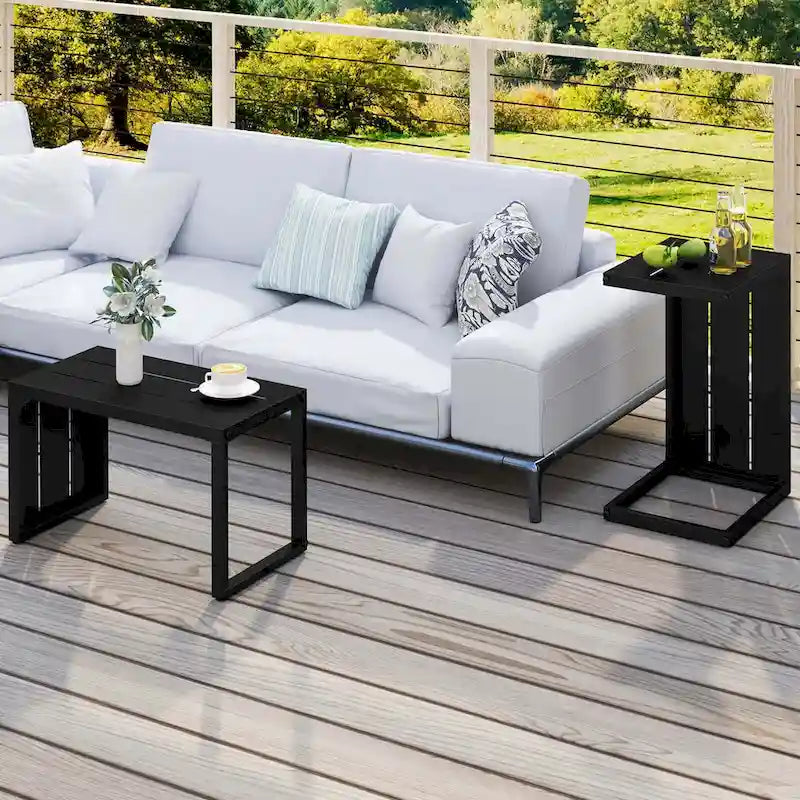 1/2 pièces Table d'appoint en C avec patins réglables 2-en-1