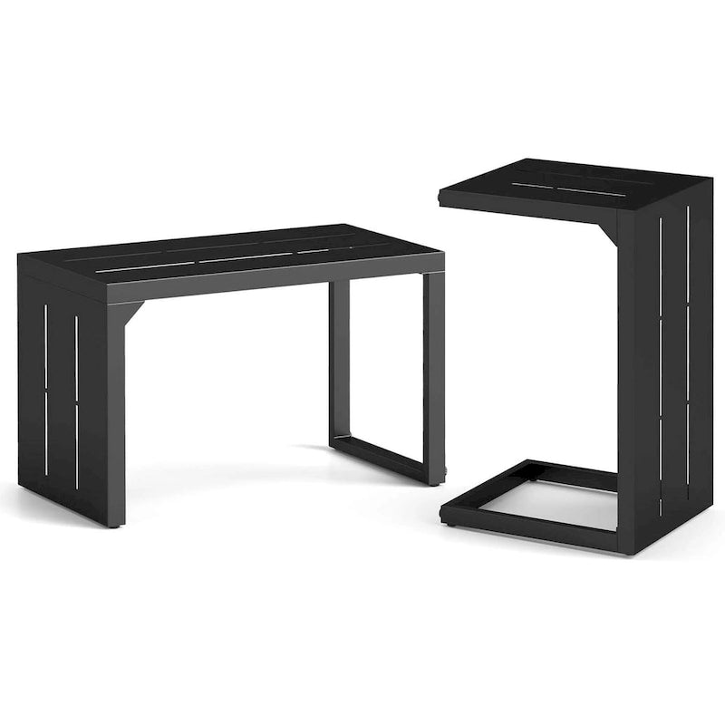 1/2 pièces Table d'appoint en C avec patins réglables 2-en-1