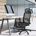 Fauteuil de bureau ergonomique inclinable et pivotant à haut dossier en maille – Voir détails