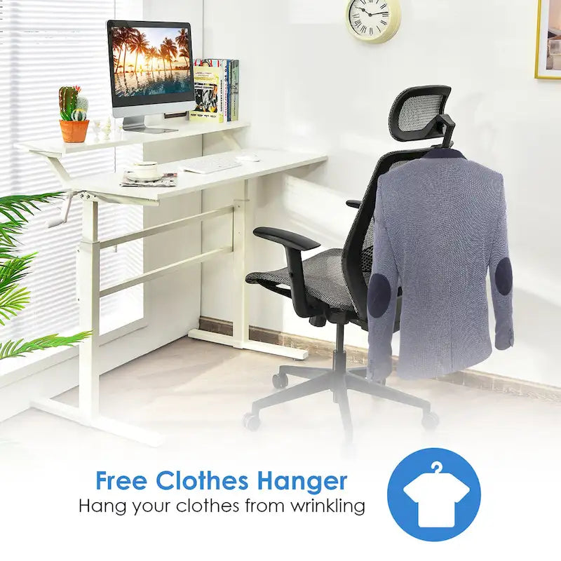 Fauteuil de bureau ergonomique inclinable et pivotant à haut dossier en maille – Voir détails