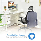 Fauteuil de bureau ergonomique inclinable et pivotant à haut dossier en maille – Voir détails