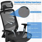 Fauteuil de bureau ergonomique inclinable et pivotant à haut dossier en maille – Voir détails