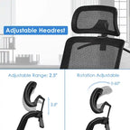 Fauteuil de bureau ergonomique inclinable et pivotant à haut dossier en maille – Voir détails