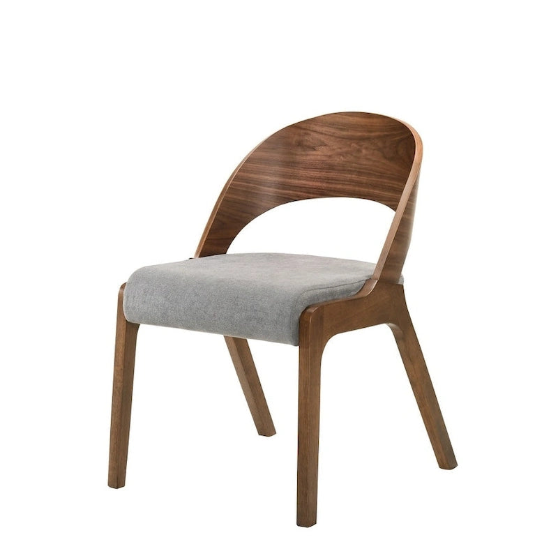Chaise de salle à manger moderne en noyer et tissu gris (lot de 2)