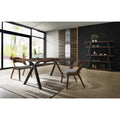 Chaise de salle à manger moderne en noyer et tissu gris (lot de 2)