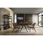 Chaise de salle à manger moderne en noyer et tissu gris (lot de 2)
