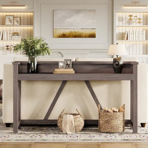 Table Console Rustique en Bois, 63 Pouces de Long