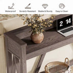 Table Console Rustique en Bois, 63 Pouces de Long