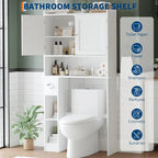 Meuble de Rangement au-dessus des Toilettes avec Porte Coulissante, Meuble de Rangement Blanc au-dessus des Toilettes