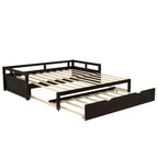 Lit de repos double extensible en pin noir avec lit gigogne – Cadre robuste et sommier à lattes inclus