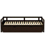 Lit de repos double extensible en pin noir avec lit gigogne – Cadre robuste et sommier à lattes inclus