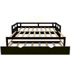 Lit de repos double extensible en pin noir avec lit gigogne – Cadre robuste et sommier à lattes inclus