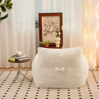 Pouf poire en fausse fourrure avec dossier, rembourrage en mousse déchiquetée haute densité et design polyvalent