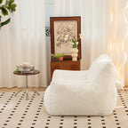 Pouf poire en fausse fourrure avec dossier, rembourrage en mousse déchiquetée haute densité et design polyvalent