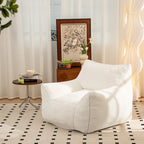 Pouf poire en fausse fourrure avec dossier, rembourrage en mousse déchiquetée haute densité et design polyvalent